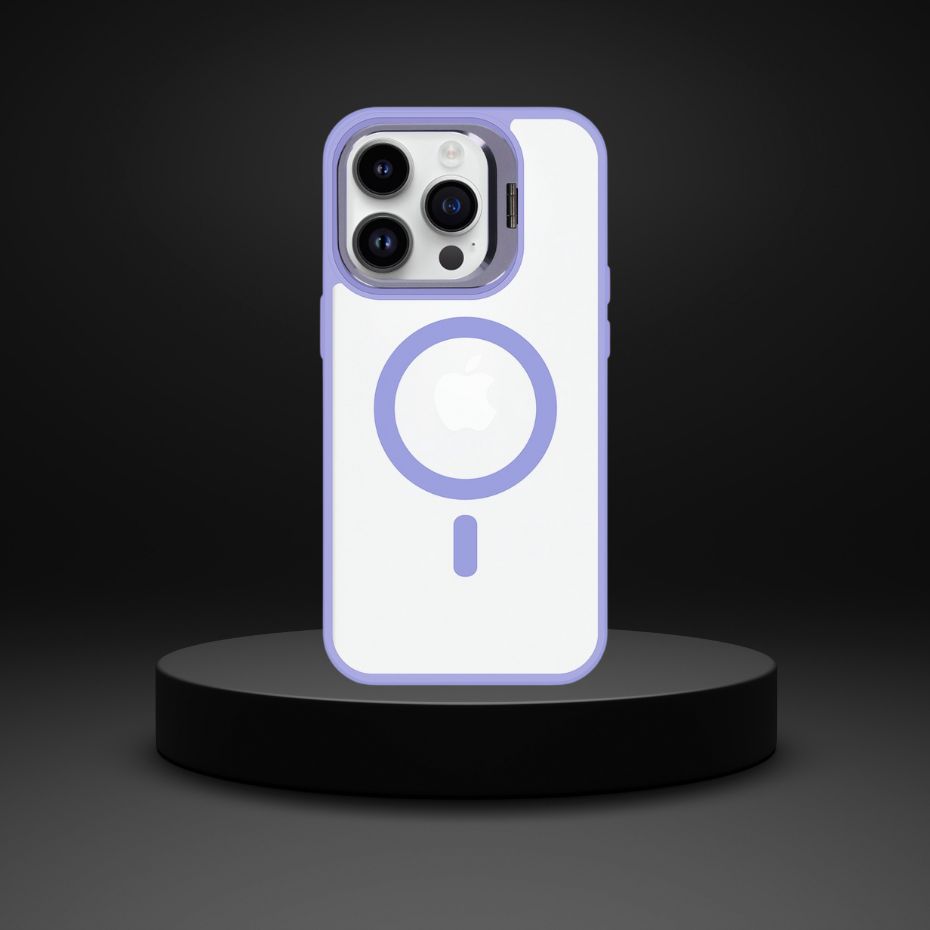 Husa Protectie Impact MagSafe cu Inel-Stand Iphone 15 Pro Max Compatibil -Mov Deschis - 3 | YEO